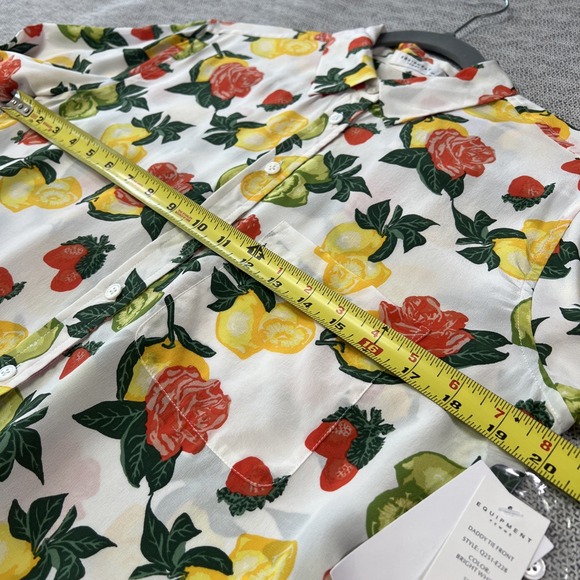 Equipment Femme Lemon Strawberry Roses Print Silk Button Front Blouse Size XS - Picture 8 of 11